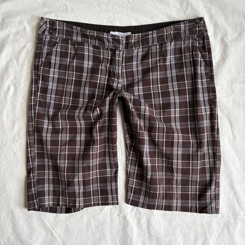 Y2K Brown Plaid Low Rise Bermuda Shorts Charlotte Russe - Size 11/30